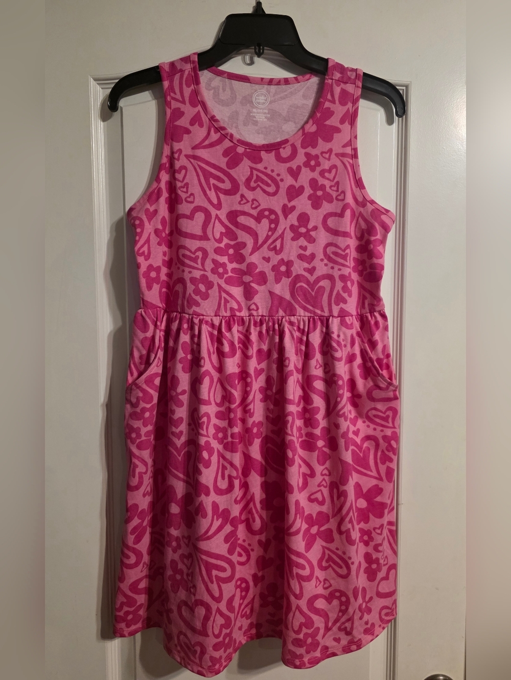 wonder nation Bright Pink Heart & Floral Sleeveless Dress